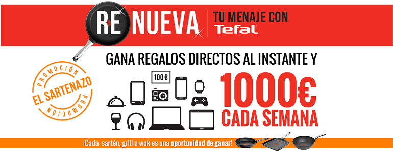 promocion el sartenazo tefal Promoción Tefal: Compra una Sartén, Grill o Wok y gana Regalos y 1000 Euros cada semana