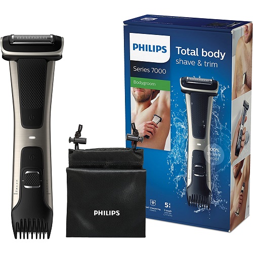 Philips Serie 7000 BG7025/15 - Afeitadora corporal con cabezal de recorte y de afeitado, 80 minutos de uso, apta para la ducha, color negro