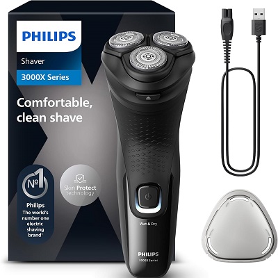 Philips Serie X3000 Afeitadora Eléctrica Hombre, Máquina de Afeitar Barba con Cortapatillas